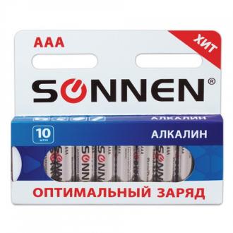 Батарейки SONNEN, AAA (LR03), комплект 10 шт., АЛКАЛИНОВЫЕ, в блистере, 1,5 В - Интернет-магазин бытовой техники, вентиляции, гигиенического оборудования Энерготехника, Екатеринбург