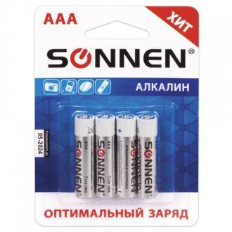 Батарейки SONNEN, AAA (LR03), комплект 4 шт., АЛКАЛИНОВЫЕ, в блистере, 1,5 В - Интернет-магазин бытовой техники, вентиляции, гигиенического оборудования Энерготехника, Екатеринбург