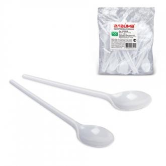 Одноразовые ложки столовые ЛАЙМА 100шт пластиковые 125мм - Интернет-магазин бытовой техники, вентиляции, гигиенического оборудования Энерготехника, Екатеринбург