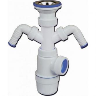 Сифон "Элит" с нержавеющей чашкой Ф70 мм и двойным отводом (1 1/2" - Ф40) - Интернет-магазин бытовой техники, вентиляции, гигиенического оборудования Энерготехника, Екатеринбург