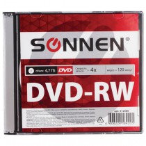 Диск DVD-RW (минус) SONNEN, 4,7 Gb, 4x, Slim Case (1 штука) - Интернет-магазин бытовой техники, вентиляции, гигиенического оборудования Энерготехника, Екатеринбург