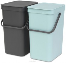 Ведро для мусора Brabantia SORT&GO (12л) - мятный/серый - Интернет-магазин бытовой техники, вентиляции, гигиенического оборудования Энерготехника, Екатеринбург