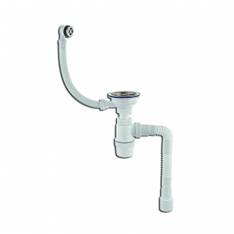 Сифон "Элит" с нержавеющей чашкой Ф112 мм, отводом для стиральной машины и переливом (1 1/2"- Ф40 ) - Интернет-магазин бытовой техники, вентиляции, гигиенического оборудования Энерготехника, Екатеринбург