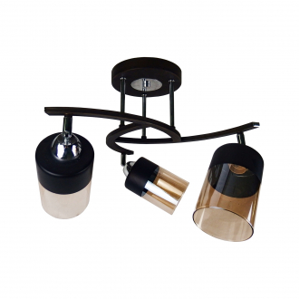 Потолочный светильник  ЭкономСвет 10202/3BK+CR BK+AMB - Интернет-магазин бытовой техники, вентиляции, гигиенического оборудования Энерготехника, Екатеринбург