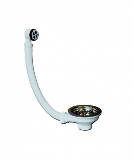 Выпуск "Элит" с нержавеющей чашкой Ф112 мм и круглым переливом (1 1/2")  1/55 - Интернет-магазин бытовой техники, вентиляции, гигиенического оборудования Энерготехника, Екатеринбург