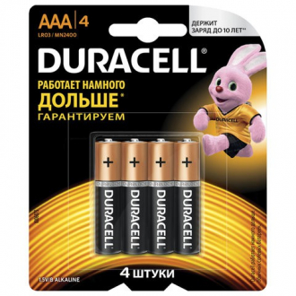 DURACELL Батарейки Basic, AAA LR3, Alkaline, комплект 4шт в блистере 1,5В MN 2400 AAA LR3 450403 - Интернет-магазин бытовой техники, вентиляции, гигиенического оборудования Энерготехника, Екатеринбург