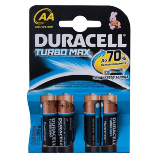 DURACELL Батарейки TurboMax, AA LR6, Alkaline, комплект 4 шт., блистер, 1,5 В 450404 - Интернет-магазин бытовой техники, вентиляции, гигиенического оборудования Энерготехника, Екатеринбург