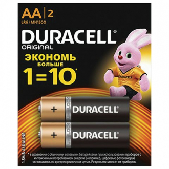 DURACELL Батарейки Basic, AA LR6, Alkaline, комплект 2 шт., в блистере (отрывной блок), 1,5В 452850 - Интернет-магазин бытовой техники, вентиляции, гигиенического оборудования Энерготехника, Екатеринбург