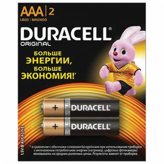 DURACELL Батарейки Basic, AAA LR03, Alkaline, комплект 2шт в блистере (отрывной блок) 1,5В 452851 - Интернет-магазин бытовой техники, вентиляции, гигиенического оборудования Энерготехника, Екатеринбург