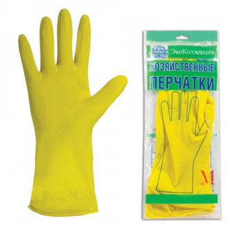 ЭКОКОЛЛЕКЦИЯ Перчатки хозяйственные латексные "Эконом", без х/б напыления, рифленная ладонь размер M - Интернет-магазин бытовой техники, вентиляции, гигиенического оборудования Энерготехника, Екатеринбург