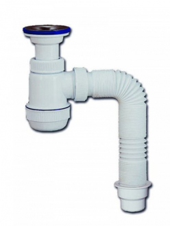 Сифон "МИНИ Элит" с литым выпуском, нержавеющей чашкой Ф70 мм и гибкой трубой (1 1/2"-Ф40/50) - Интернет-магазин бытовой техники, вентиляции, гигиенического оборудования Энерготехника, Екатеринбург