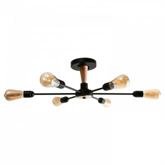 ЭкономСвет Потолочный светильник лофт 80008/6BK+WD - Интернет-магазин бытовой техники, вентиляции, гигиенического оборудования Энерготехника, Екатеринбург