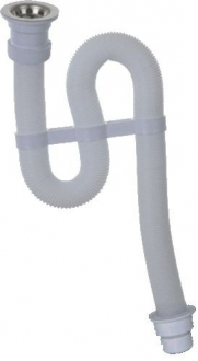 Сифон гофрированный с нержавеющей чашкой Ф70мм (белый) - Интернет-магазин бытовой техники, вентиляции, гигиенического оборудования Энерготехника, Екатеринбург
