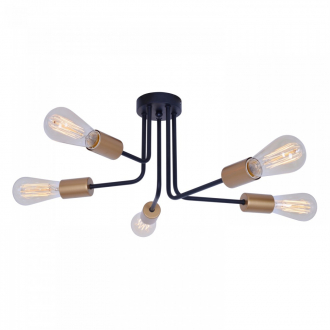 ЭкономСвет Потолочный светильник лофт 87211/5BK+GD - Интернет-магазин бытовой техники, вентиляции, гигиенического оборудования Энерготехника, Екатеринбург