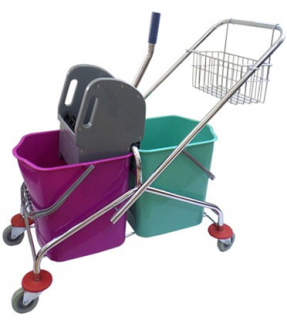 Тележка двухведерная с отжимом, 2х23л, рама метал.хром+корзина (H0204) - Интернет-магазин бытовой техники, вентиляции, гигиенического оборудования Энерготехника, Екатеринбург