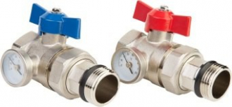 Кран MVI с термометром для коллектора (комплект 2 штуки) 1"  /25 - Интернет-магазин бытовой техники, вентиляции, гигиенического оборудования Энерготехника, Екатеринбург