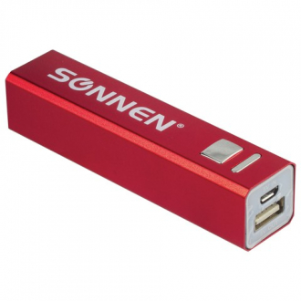 Аккумулятор внешний SONNEN POWERBANK V61С, 2600 mAh, литий-ионный, красный, алюминиевый корпус - Интернет-магазин бытовой техники, вентиляции, гигиенического оборудования Энерготехника, Екатеринбург