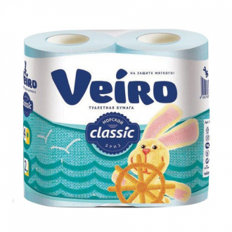 Бумага туалетная бытовая, спайка 4 шт., 2-х слойная (4х17,5 м), VEIRO Classic, голубая, 5c24г - Интернет-магазин бытовой техники, вентиляции, гигиенического оборудования Энерготехника, Екатеринбург