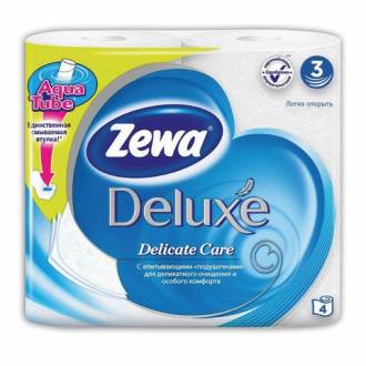Бумага туалетная бытовая, спайка 4 шт., 3-х слойная (4х19 м), ZEWA Delux, белая - Интернет-магазин бытовой техники, вентиляции, гигиенического оборудования Энерготехника, Екатеринбург