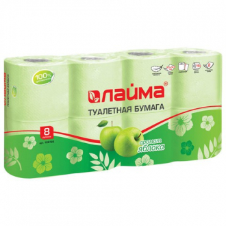 Бумага туалетная бытовая, спайка 8 шт., 2-х слойная (8х19 м), ЛАЙМА, аромат яблока - Интернет-магазин бытовой техники, вентиляции, гигиенического оборудования Энерготехника, Екатеринбург