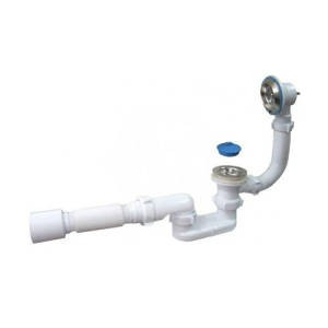 Сифон АНИ для ванны с выпуском и переливом плоский 1 1/2" с гибкой трубой 40*50 (Е055)  1/35 - Интернет-магазин бытовой техники, вентиляции, гигиенического оборудования Энерготехника, Екатеринбург