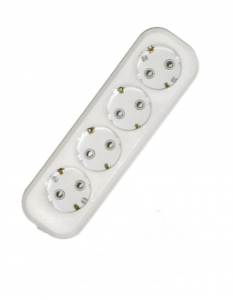 Колодка удлинителя  4 розетки  с/з 16А 250В 1188702 - Интернет-магазин бытовой техники, вентиляции, гигиенического оборудования Энерготехника, Екатеринбург