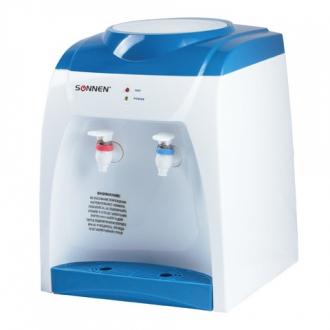 Кулер для воды (диспенсер) SONNEN TS-02, настольный, нагрев/без охлаждения, 2 крана, белый/синий - Интернет-магазин бытовой техники, вентиляции, гигиенического оборудования Энерготехника, Екатеринбург