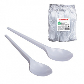 Одноразовые ложки столовые ЛАЙМА 100шт пластиковые 165мм - Интернет-магазин бытовой техники, вентиляции, гигиенического оборудования Энерготехника, Екатеринбург