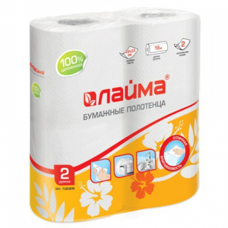 Полотенца бумажные бытовые, спайка 2 шт., 2-х слойные (2х18 м), ЛАЙМА, 22х23 см, белые - Интернет-магазин бытовой техники, вентиляции, гигиенического оборудования Энерготехника, Екатеринбург